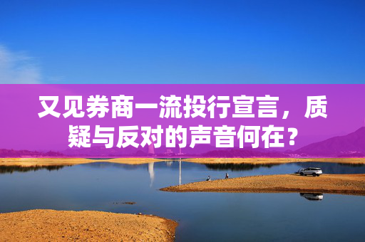 又见券商一流投行宣言，质疑与反对的声音何在？